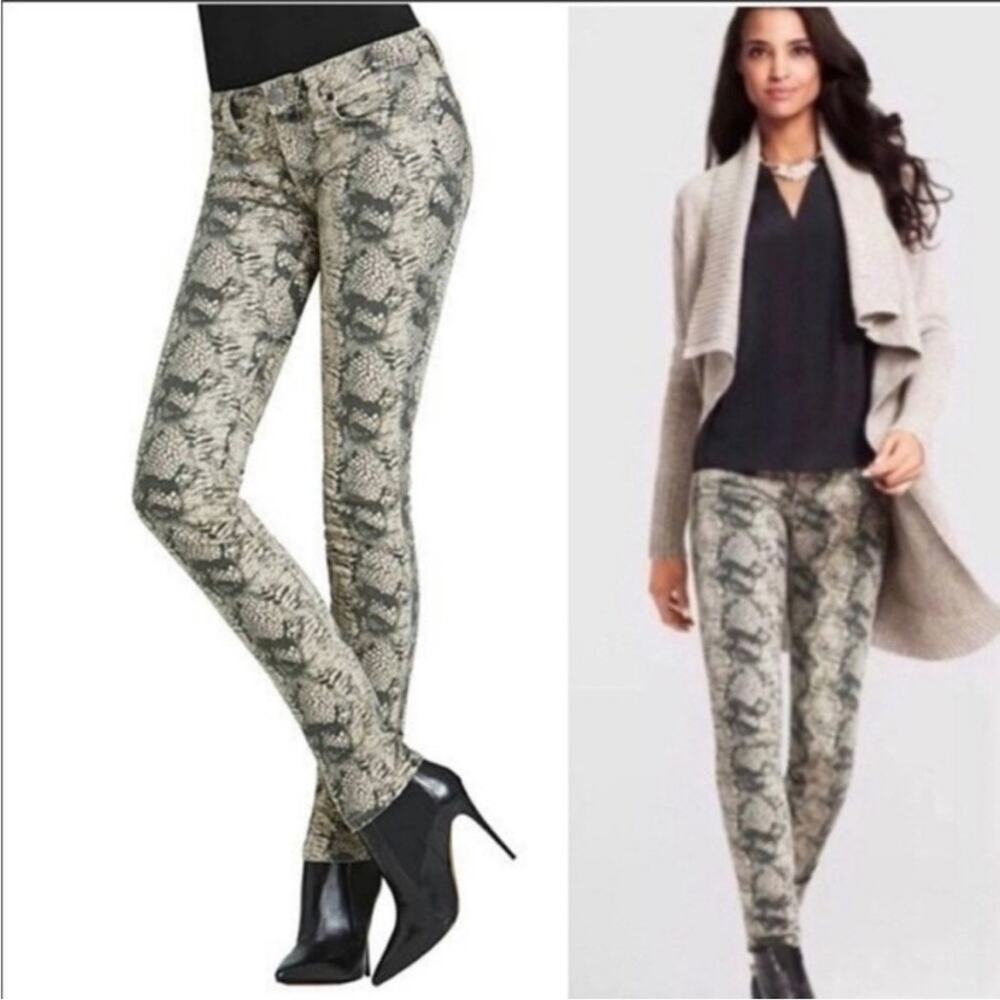 Cabi Diamondback Snakeskin Print Super Skinny Jeans Style 958